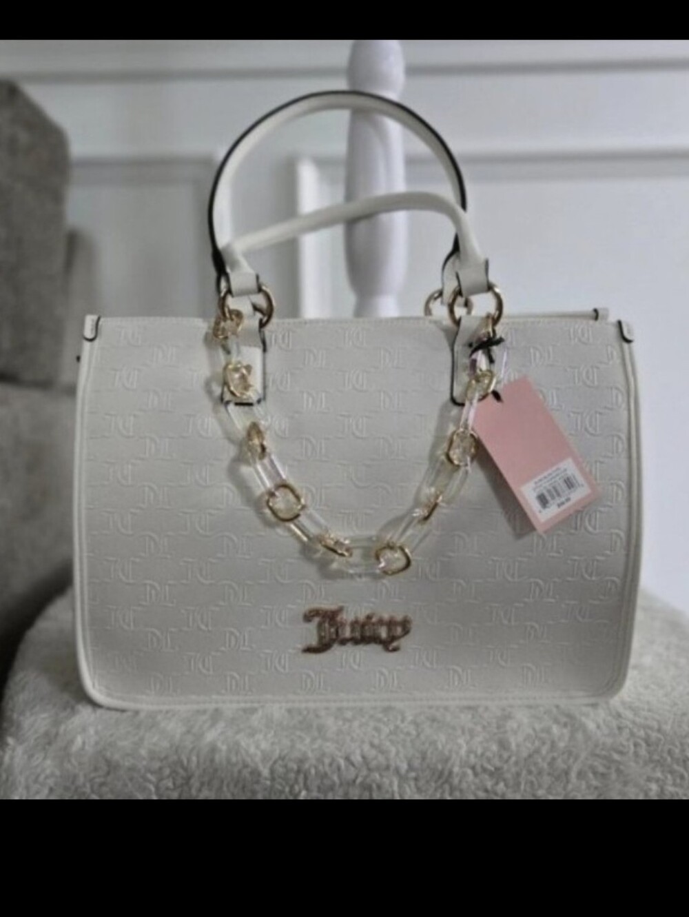NWT Juicy Couture Angel Bling Tote Gold Acrylic & Multicolor Rhinestones